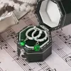 Orecchini a cerchio pendenti con zirconi verde smeraldo di lusso in argento sterling 925 accessori per gioielli per l'orecchio di moda da donna