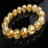 13mm Brazil Genuine Natural Yellow Gold Hair Rutilated Quartz Stone Round Crystal Bead Bracelet CPAM Beaded Strands2372