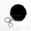 Porte-clés 8 cm bibelot pompons porte-clés fausse fourrure de lapin porte-moelleux pour boules de pom accessoires esthétiques porte-clés bijoux Mak Dhgarden Dhmp6