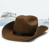 Large bord chapeaux seau paille naturelle cowboy chapeau femmes hommes tissage à la main pour dame été western sombrero hombre sauveteur 231005