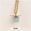 Pendant Necklaces Gold Ered Edged Natural Stone 8Mm Rhombus Rose Quartz Crystal Amethyst Necklace For Women Jewelry Gift Min Dhgarden Dhlzh