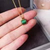 Titanium With 18K Gold Natural Green Stone Geo Necklaces Women Jewelry Punk Party Designer Club T Show Korea Japan Q0531336i