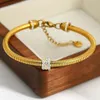 Bracelets de charme Greatera en acier inoxydable élasticité chaîne anneau bracelet pour femmes plaqué or bijoux réglables 231005