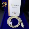 مجوهرات بوب مخصصة 10K Gold مطلي 925 Silver 15mm 2 Row Round Cut VVS Moissanite Cuban Necklace Necklace