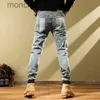 Jeans masculinos harem jeans para homens vintage coreano moda verão mens cowboy calças elásticas slim fit algodão retro frete grátis estiramento calças j231006