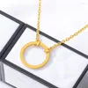 Pendant Necklaces Vintage Minimal Dainty Circle Necklace For Women Stainless Steel Chain Geometric Karma Round Jewelry Party Gift