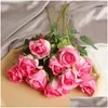 Flores decorativas Guirnaldas 7 PCS Rose Bouquet Propuesta Día de San Valentín Madres Decoración de fiesta artificial Entrega de entrega Home Garden Fe Dhgwp