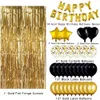 Autres fournitures de fête d'événement Black Gold Anniversaire Décoration Set Lettre Joyeux anniversaire Ballon Pluie Rideau de soie Baby Shower Anniversaire Party Decor Ballons 231005