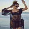 women summer beach lace crochet dress see through black white o-neck suspender dresses clothing for holiday281o