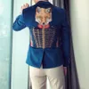 Fashion Embroidered Blazers For Men British Style Royal Blue Velvet Gentleman Blazer Elegant Party Prom Jacket226j