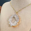 Hänge halsband natursten druzy halsband guld pläterad högkvalitativ rostfritt stålkedja för kvinnor mode smycken gåvor
