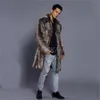 Men s Leather Faux 2023 Winter Turn down Collar Mink Fur Coat Printed Striped Long Windbreaker Loose Casual Male Jacket 231005