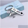 Keychains Lanyards Anpassade Inledande A-Z Letters Airplane Key Chain Drive Safe KeyChain Couples Men pojkvän Flight Demtenant Gift K Otun7