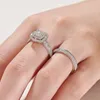 Wedding Rings she 2Pcs Wedding Rings for Women Solid 925 Sterling Silver Engagement Ring Bridal Set 1.6Ct Halo Round Cut AAAAA Zircon 231006