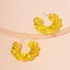 Boucles d'oreilles cerceau UJBOX mode vert jaune résine acrylique pour femmes Texture fête vacances accessoires entier Bulk245S