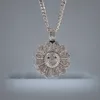 Iced Out Pendant Neckor for Men Luxury Designer Mens Colorful Bling Diamond Flower Pendants Cuban Link Chain Necklace Jewelry8277933