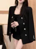 Abiti da donna High Street Blazer francese Cappotto per le donne Autunno Inverno Moda coreana Abiti casual Cappotti Doppio petto Capispalla allentato Casaco