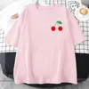 Women's T Shirts Skip And Loafer Men T-shirt Summer Graffiti Cherry Print Short-sleeved Male Casual Loose Fun Cartoon Couples Bottoming