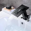 HOLO MUSEN High-End-Einhand-Kaltwasser-Mischbatterie, Waschbecken, Wasserhahn, Wasserfall, Schwarz, Badezimmer-Wasserhahn2685