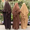 Etnik Giyim Abaya Khimar Set Dua Kıyafetleri Kadın Koşunlu Kuffat Batwing Elbise 2 Katmanlı Eşarp Dubai Türk İslam Hijabi Jilbabs Ramazan