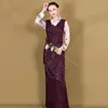 Lässige Kleider Tibetisches Kleid Ethnischer Stil Tibet Pamuklu Orientalische Mujer Langarm Baumwolle Robe Vintage Femme 5313