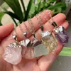 Pendentif Colliers Reiki Guérison Pierre Naturelle Pierre Irrégulière Quartz Pendule Améthystes Fluorite Collier De Cristal Rose Clair Femmes