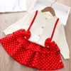 Kleding Sets Humor Beer Meisjes Kleding Set Herfst Gebreide Trui Jas + Polka Dot Rok 2 Stuks Warme Kinderen boog Kleding 230927