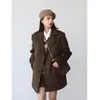 Women's Suits UNXX 2023 Winter Casual Vintage Wool Suit Coat Women Loose Fashion Woolen Blazer Jacket Female Brown Black Retro Blazers