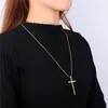 Pendant Necklaces Stainless Steel Cross Necklace Hip Hop Couple Bible 4:13 Religious Wish Prayer Talisman Sweater Chain Party Jewelry