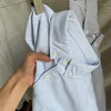 メンズカジュアルシャツ韓国の長袖ストライプシャツコットンオックスオックスレディースメン用衣類カミザYブルーサ