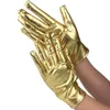 Moda altın gümüş ıslak görünüm sahte deri metalik eldiven kadınlar seksi lateks akşam parti performans eldivenler beş parmak262v