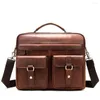 Briefcases Bag Men's Genuine Leather Briefcase Laptop Office S For Documents Bussiness Hand