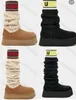 Cuissardes en laine classiques Diapositives en fourrure de châtaigne en peau de mouton Shearling Tazz Femmes Hommes Ultra Plate-forme Boot Chaussures à enfiler en daim Confort supérieur Automne Hiver uggsity