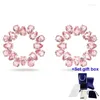 Stud Earrings Fahmi High Quality Fashion Charm Millenia Hoop Pear CutPink Rose Gold-tone Plated