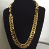 Collier lourd pour hommes, chaîne en or jaune 18 carats, rempli de bijoux à Double bordure solide, 60cm de Long, 10mm de large, 224o