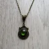 Pendant Necklaces Gothic Vintage Green Moon Necklace For Women Venom Witch Mystery Jewelry Accessorie Fashion Cameo Gift