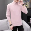 Herrtröjor zongke rosa turtleneck vintertröja stickad manliga kläder stickade koreanska 2023 Autumn Pullovers Herrkläder M-2XL