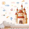 Autocollants muraux joli château pour chambre d'enfants, conte de fées, dessin animé, décoration DIY, cadeau pour fille et garçon, affiche murale