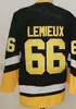 Man Vintage Hockey 66 Lemieux Retro Jerseys CCM Classic All Stitched Team Color Black White Blue Yellow Retire Pullover For Sport Fans Breathable Pure Cotton Top