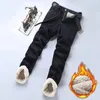 Mens Jeans Winter Warm Fleece Men Straight Stretch Thick Casual Thermal Denim Pants Male Business Work Trousers Clothing 231005