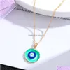 Pendentif Colliers Blooming Colorf Turc Bleu Mauvais Oeil Collier Pour Femmes Nouveau À La Mode Chanceux Clavicule Chaîne Collier Bijoux Dr Dhgarden Dhn42