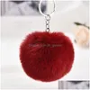 Llaveros 8 cm esponjoso suave piel sintética pom llavero como bola coche llavero titular bolso de mujer colgante joyería encantos bk entrega de gota dhdks