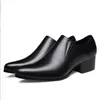 Grundlegende Herren-Loafer aus echtem Leder für formelle Kleidung, spitze Zehenpartie, Metallspitze, handgefertigt, 5 cm hohe Absätze, Herren-Schuhe für Hochzeit und Party