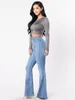 Jeans pour femmes Taille haute Flare pour femmes Printemps Été 2024 Skinny Bell Bottom Jean Pantalon Femme Bouton Lady Sexy Push Up Denim Pantalon