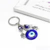 Key Rings Turkish Evil Eye Keychains Lucky Blue Tree Of Life Charm Chain Vintage Keyring For Men Women Car Pendant Drop Delivery Jewel Dhl3Y