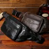 Waist Bags Leather Waist Bag Men Fanny Pack Men Brand Leather Pouch Men High Capacity Waterproof Hip Bag Black Belt Bag Big Kidney Bags 231006