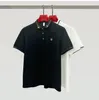 Modna męska Business Business Casual Men's T-shirt z krótkim rękawem koszulka haftowa logo klatki piersiowej Czarna koszulka