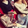 Women's Sweaters Wave V-neck Pullover Sweater Spring Autumn Long Sleeve Knitted Top Female Korean Wine Red Khaki Gray Black White