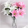 Decorative Flowers Wreaths 10 Heads Artificial Lily Diy Bridal Bouquet Silk Fake Flower Party Home Living Room Table Vase Decoration D Dhmuq