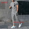 Herren-Trainingsanzüge, Herren-Hosen-Trainingsanzug, 2-teiliges Set, 3D-gedrucktes K, einfarbig, Kurzarm-T-Shirt, lange Hosen, Straßenkleidung, Herrenbekleidung 231006